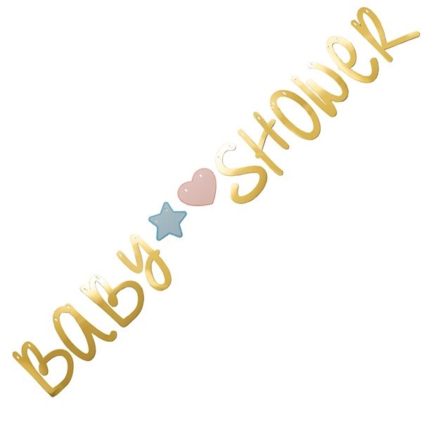 GOLD PAPER BANNER BABY SHOWER 2 ASS