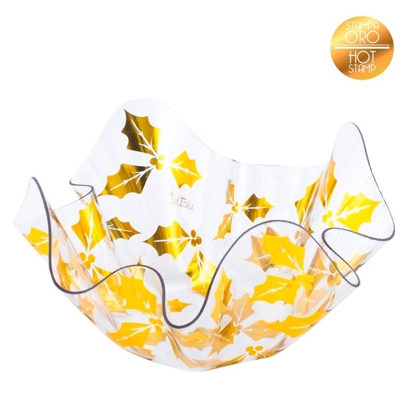 PET BOWL CHRISTMAS   GOLD PRINTED 13X13X7 CM