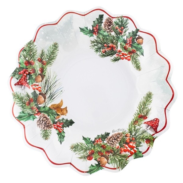 8   PLATES NEW SHAPE CM.24 BOIS DE NOEL