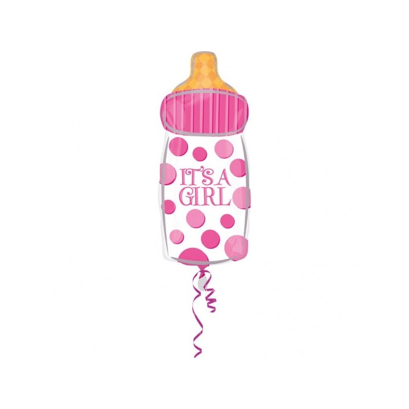 Junior Shape Baby Bottle It's a Girl Foil Balloon S50 Packaged 25 x 58 cm