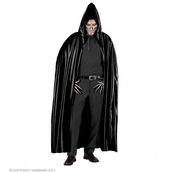 BLACK HOODED CAPE - 142 cm
 