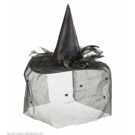 WITCH HATS WITH TULLE, FLOWER & FEATHERS 