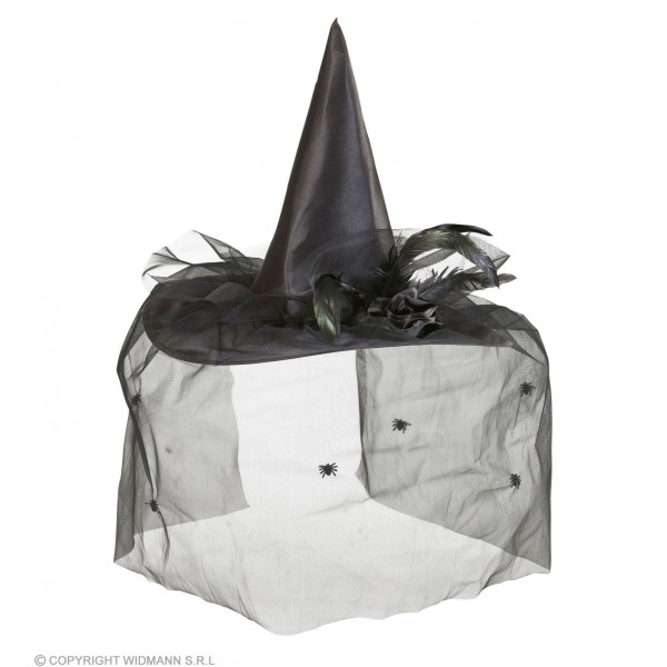 WITCH HATS WITH TULLE, FLOWER & FEATHERS 