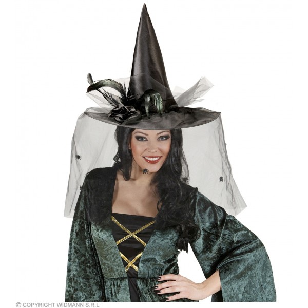 WITCH HATS WITH TULLE, FLOWER & FEATHERS 