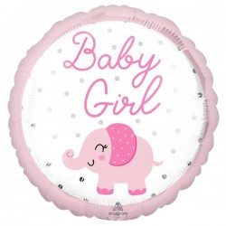 Folija balons “Baby Girl Zilonis”, zils, apaļš, 43cm, S40