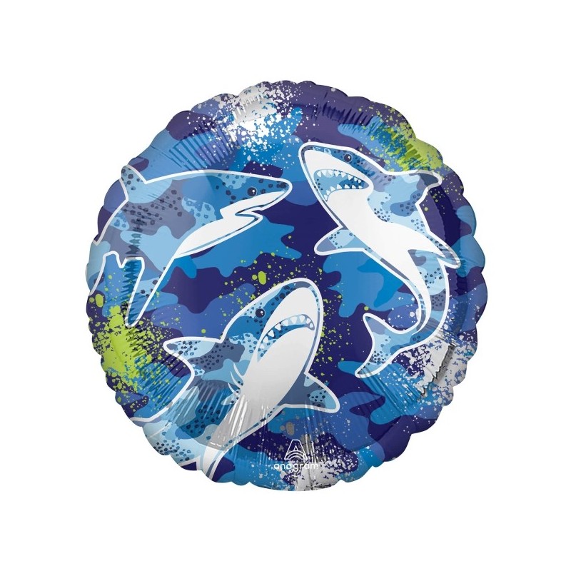 Folija balons “Haizivs”, apaļš, 43cm, S40