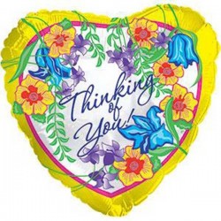 Folija balons “Domāšana par tevi”, rokraksta fonts, 48 cm, S40
