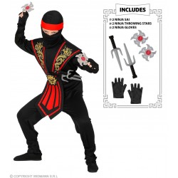“KOMBAT NINJA AR IEROČIEM” – puišu kostīms (kombinezons, priekšauts, josta, roku un kāju saites, galvas maska un  lakats, cimdi)