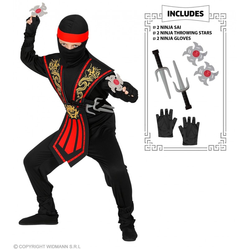“KOMBAT NINJA AR IEROČIEM” – puišu kostīms (kombinezons, priekšauts, josta, roku un kāju saites, galvas maska un  lakats, cimdi)
