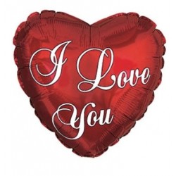 Шар в форме сердца, из фольги "ILY Script", красный, 43 cm 