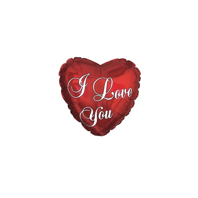 Folijas sirds formas balons "I Love You Script", sarkans, 43 cm 