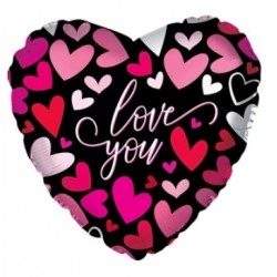 Folijas sirds formas balons "Love You On A Gold Heart", 43 cm 