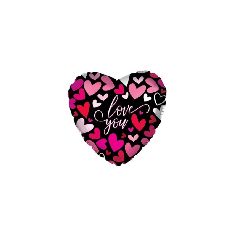 Folijas sirds formas balons "Love You On A Gold Heart", 43 cm 