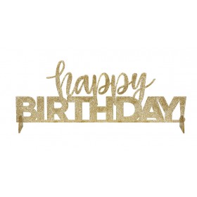 Galda dekorācija ‘Happy Birthday’,zelta, akrils 