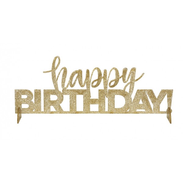 Декорация для стола «Happy Birthday», золотая, акрил 