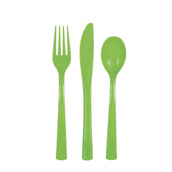 Galda piederumi salātu zaļi, 18 gab. plastmasas.(6 dakšas, 6 karotes, 6 naži) 