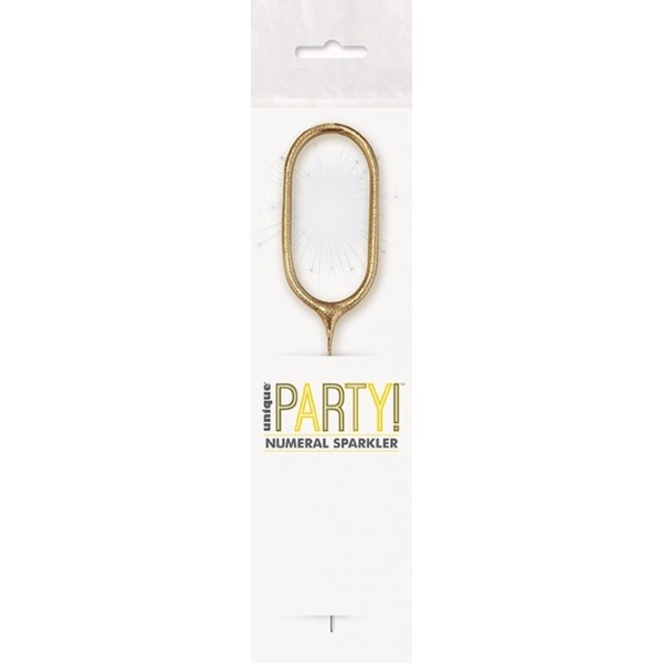 Brīnumsvecīte “0” cipara formā, 17,8 cm, zelta