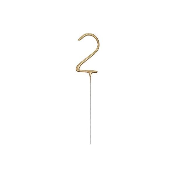 Brīnumsvecīte “2” cipara formā, 17,8 cm, zelta