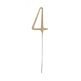 Brīnumsvecīte “4” cipara formā, 17,8 cm, zelta