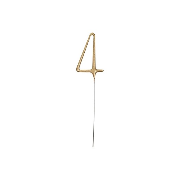 Brīnumsvecīte “4” cipara formā, 17,8 cm, zelta