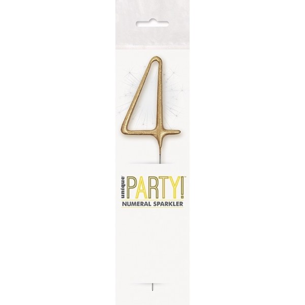 Brīnumsvecīte “4” cipara formā, 17,8 cm, zelta