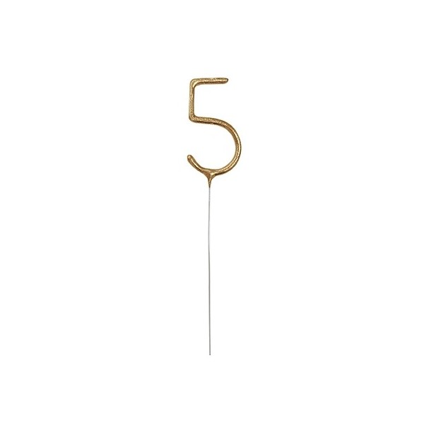 Brīnumsvecīte “5” cipara formā, 17,8 cm, zelta
