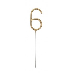 Brīnumsvecīte “6” cipara formā, 17,8 cm, zelta