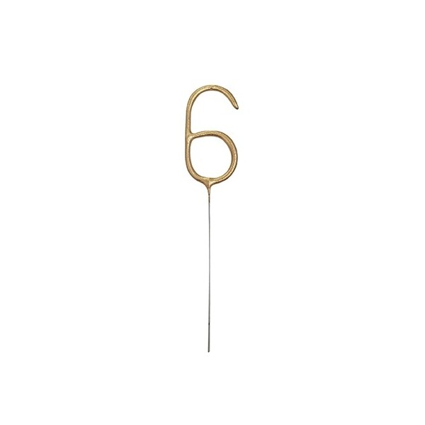 Brīnumsvecīte “6” cipara formā, 17,8 cm, zelta