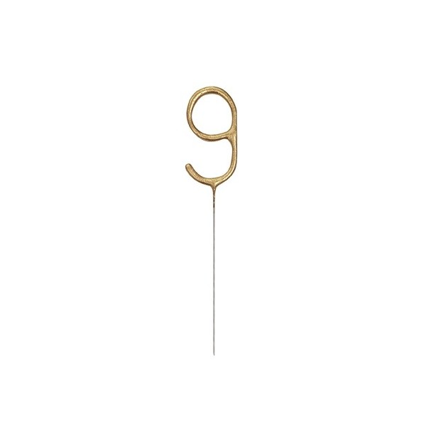 Brīnumsvecīte “9” cipara formā, 17,8 cm, zelta