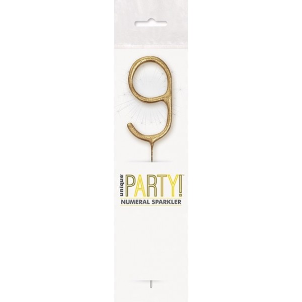 Brīnumsvecīte “9” cipara formā, 17,8 cm, zelta