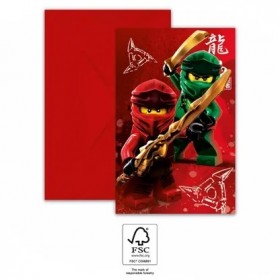 Ielūgumi "Lego® Ninjago"- kārtiņa ar aploksni, 6 gab 