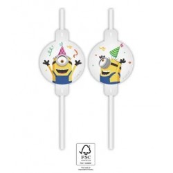 Kokteiļa salmiņi "Minions Movie", 22 cm, 4 gab. 