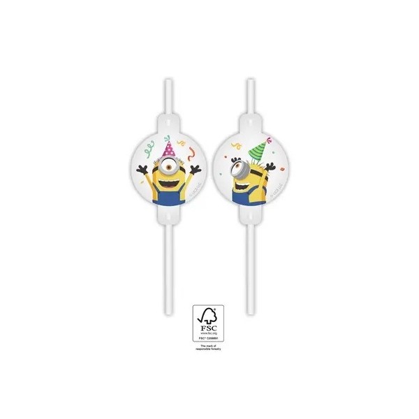 Kokteiļa salmiņi "Minions Movie", 22 cm, 4 gab. 