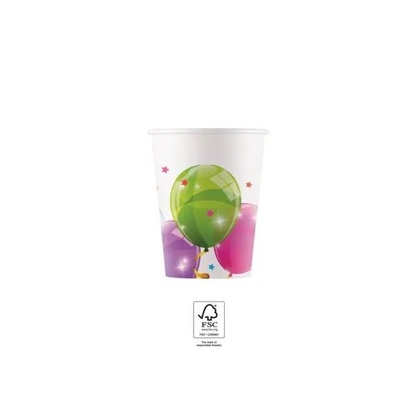 Glāzītes 'Dzirkstošie baloni' 200 ml, 8 gab.