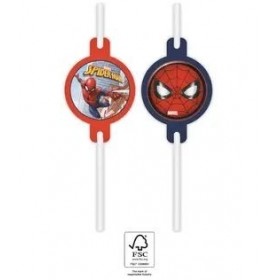 Трубочки 'Spiderman' 22 см, 4 шт, бумажные
