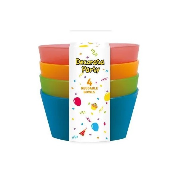 Bļodas 4 krāsas, atkārtoti lietojama plastmasa 