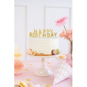 Комплект свечей  “Happy Birthday”, 2,5 см, золотой 