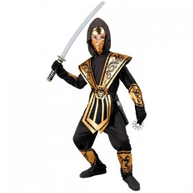 “KOMBAT NINJA” – puišu kostīms, zelts (kombinezons, priekšauts, josta, roku un kāju saites, galvas maska)