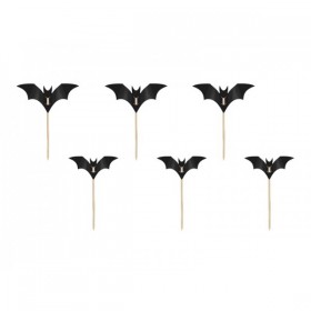 Sikspārņu kūku dekorācijas Helovīnam , melnas, 3,6-4,7 cm 6 pc.