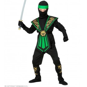 “KOMBAT NINJA” – puišu kostīms, zaļš (kombinezons, priekšauts, josta, roku un kāju saites, galvas maska) 