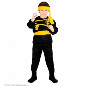 “NINJA” – bērnu tērps, dzeltens (krekls, bikses, josta, galvas lente), 104 cm/110 cm