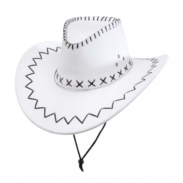 Ковбойская шляпа, белая замша, для взрослых 