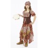 Bērnu čigānu kostīms – svārki uz gumijas, blūze un lakats, 128 cm 