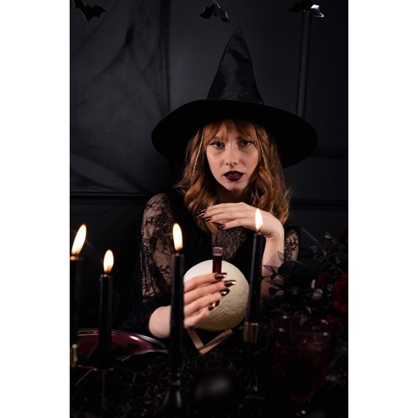 Taper candle, matt, black, 24cm: 1pkt/10pc. 