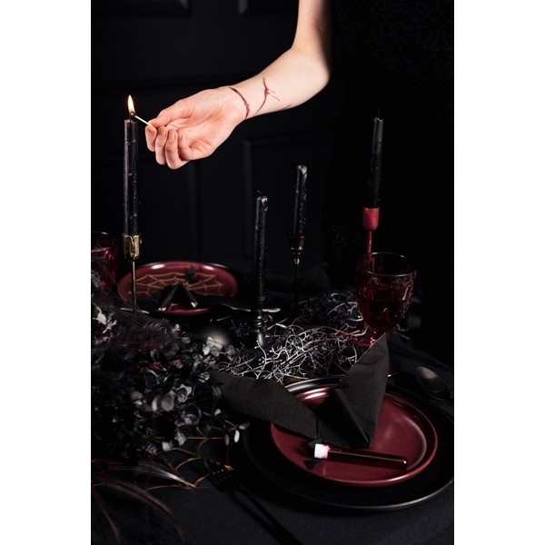 Taper candle, matt, black, 24cm: 1pkt/10pc. 
