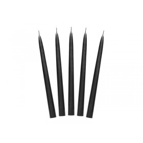 Taper candle, matt, black, 24cm: 1pkt/10pc. 
