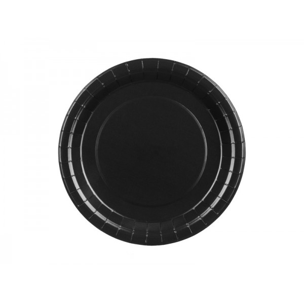 Paper Plates, black, 23 cm  1pkt/6pc. 