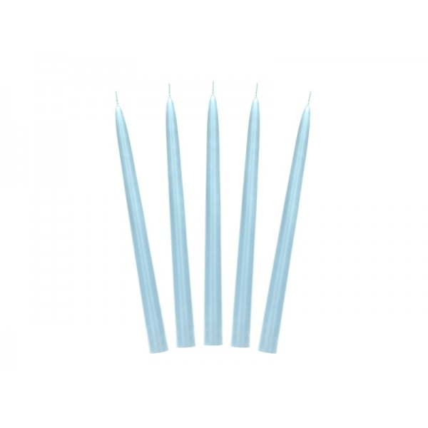 Taper candle, matt, sky-blue, 24cm: 1pkt/10pc. 