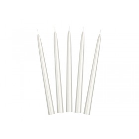 Taper candles, metallic, pearl, 24cm: 1pkt/10pc. 