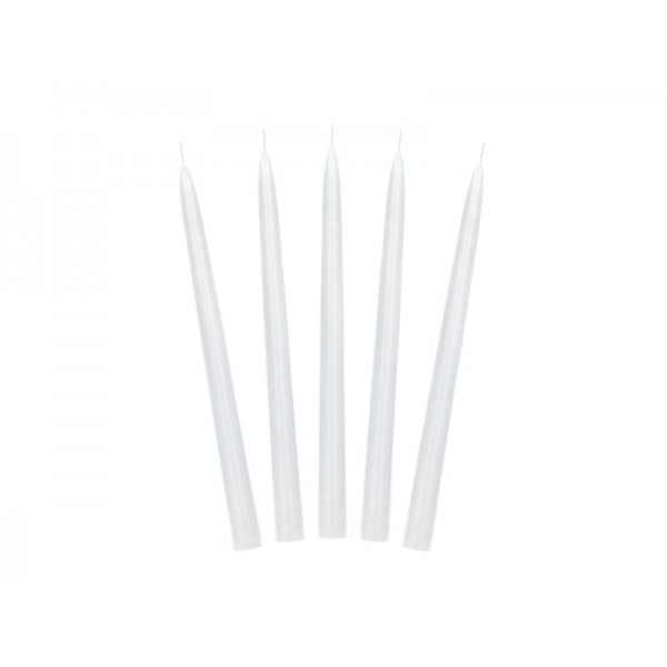 Taper candle, matt, white, 24cm: 1pkt/10pc. 
